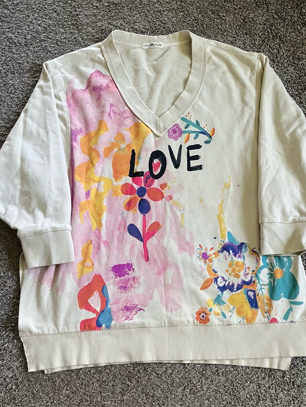 Natural Life | Life is a Canvas Oversized Sweatshirt Love Paint Boho Watercolor